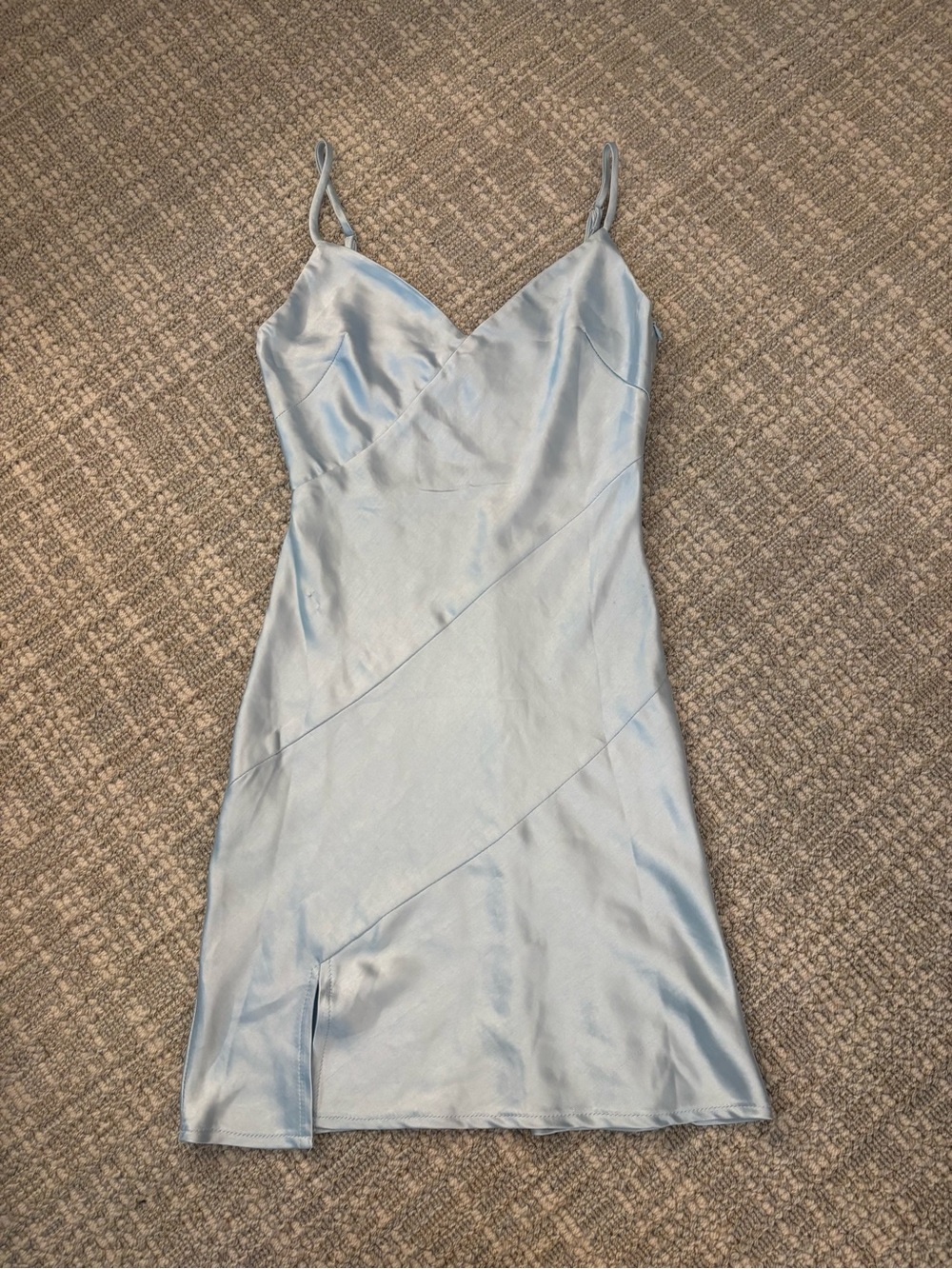 Princess Polly Pale Blue Satin Slip Dress with Thin Straps